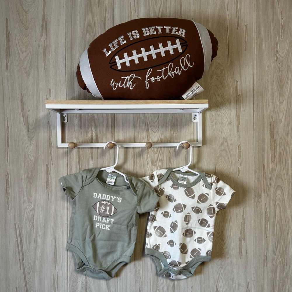 Life is better with football 3 months snap onesies baby clothes